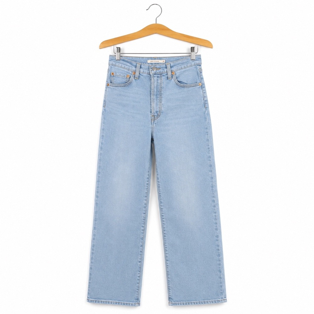 Levis Ribcage Straight Jeans Womens 26 Light Wash High Rise Blue Denim
